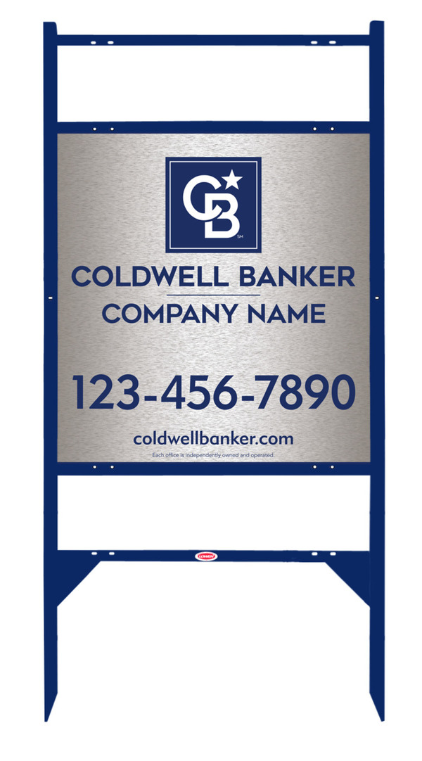 Angle Iron Frame w 2 Rider Inserts and Office Sign Panel Unit, 25h x 24w, Brushed Aluminum Composite