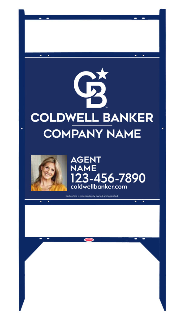 Angle Iron Frame w 2 Rider Inserts and Agent Photo Sign Panel Unit, 25h x 24w, 3MM Aluminum Composite