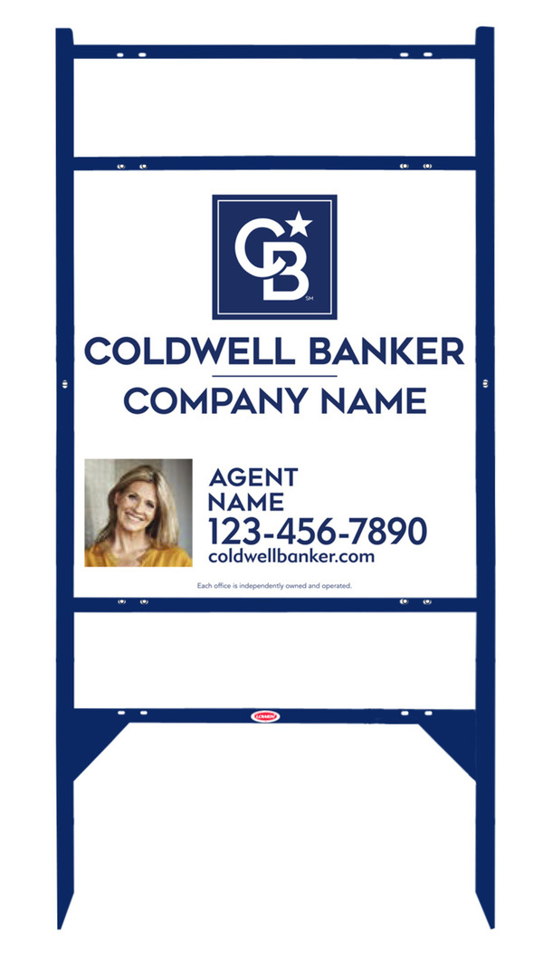 Angle Iron Frame w 2 Rider Inserts and Agent Photo Sign Panel Unit, 25h x 24w, 3MM Aluminum Composite
