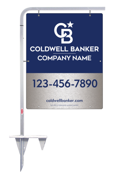 Tubular Stake and Office Sign Panel Unit, 30h x 24w, Brushed Aluminum Composite