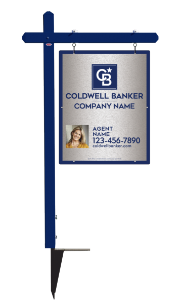 Sign Post and Agent Photo Sign Panel Unit, 30h x 24w, Brushed Aluminum Composite