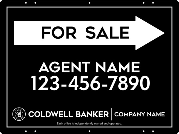 Directional Agent For Sale Sign Panel, 18h x 24w, Steel