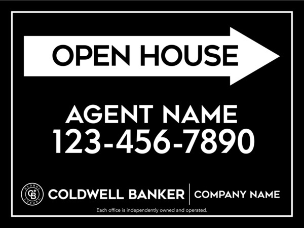 Directional Agent Open House Sign Panel, 18h x 24w, 4mm Corrugated