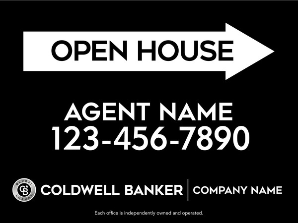 Directional Agent Open House Sign Panel, 18h x 24w, 4mm Corrugated