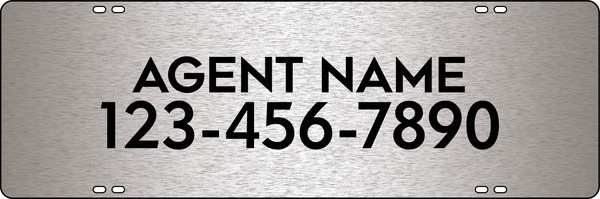 Agent Name Sign Rider, 8h x 24w, 3MM Brushed Aluminum Composite