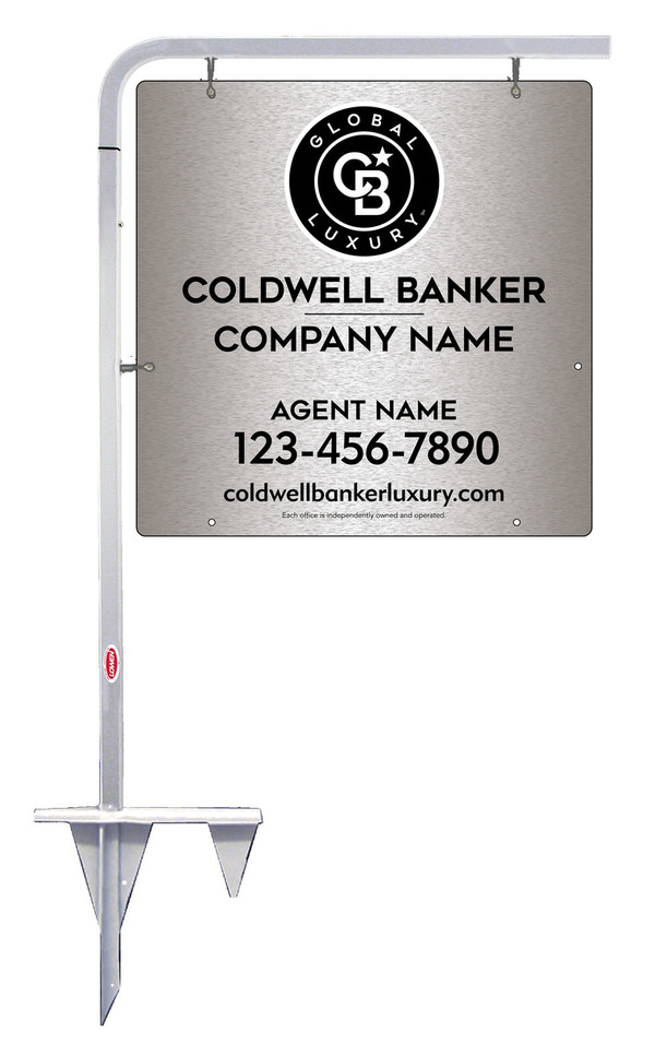 Tubular Stake and Agent Sign Panel Unit, 24h x 24w, Brushed Aluminum Composite
