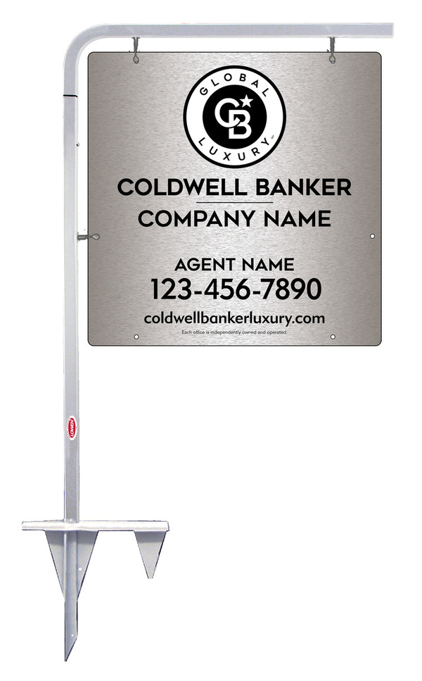 Tubular Stake and Agent Sign Panel Unit, 24h x 24w, Brushed Aluminum Composite