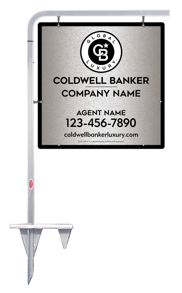 Tubular Stake and Agent Sign Panel Unit, 24h x 24w, Brushed Aluminum Composite