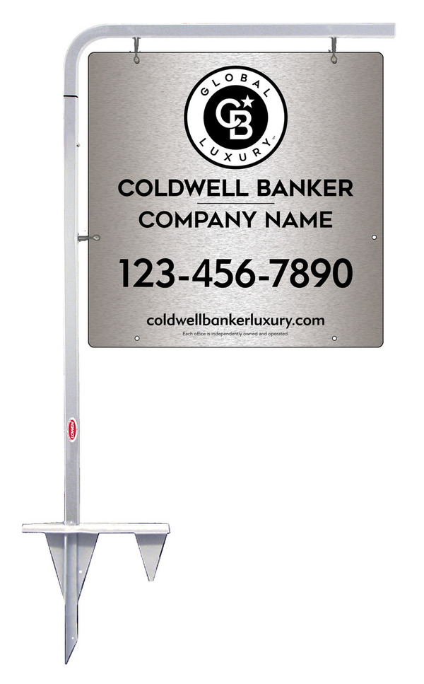 Tubular Stake and Office Sign Panel Unit, 24h x 24w, Brushed Aluminum Composite