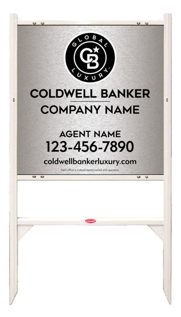 Angle Iron Frame and Agent Sign Panel Unit, 24h x 24w, Brushed Aluminum Composite