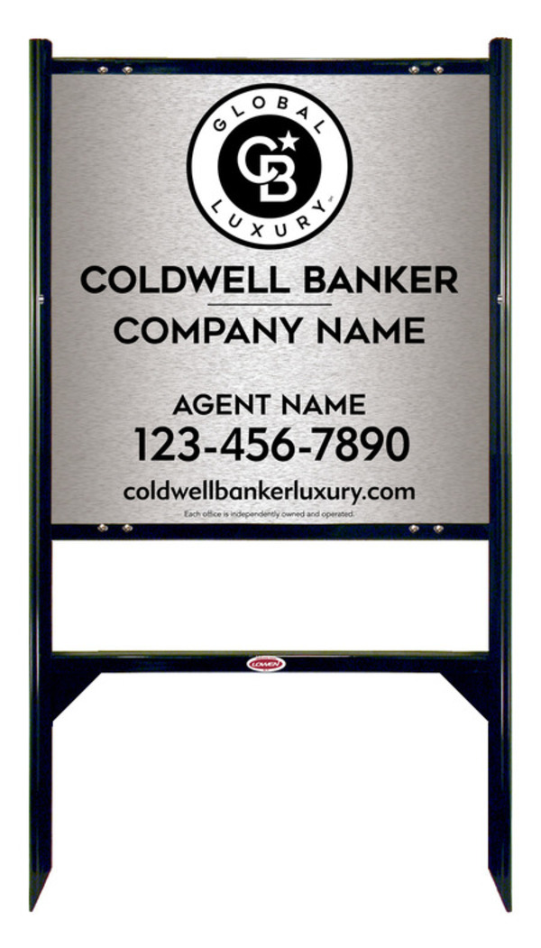 Angle Iron Frame and Agent Sign Panel Unit, 24h x 24w, Brushed Aluminum Composite
