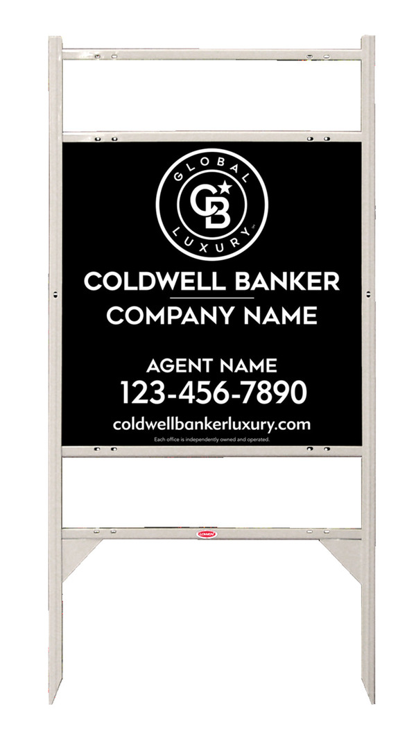 Angle Iron Frame w 2 Rider Inserts and Agent Sign Panel Unit, 24h x 24w, 3MM Aluminum Composite