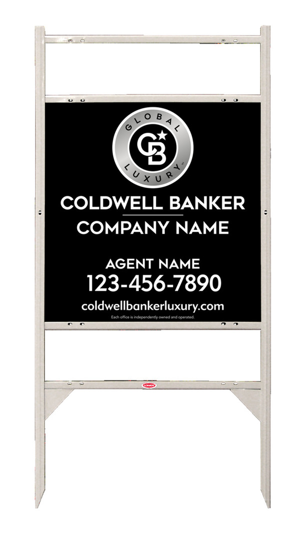 Angle Iron Frame w 2 Rider Inserts and Agent Sign Panel Unit, 24h x 24w, 3MM Aluminum Composite