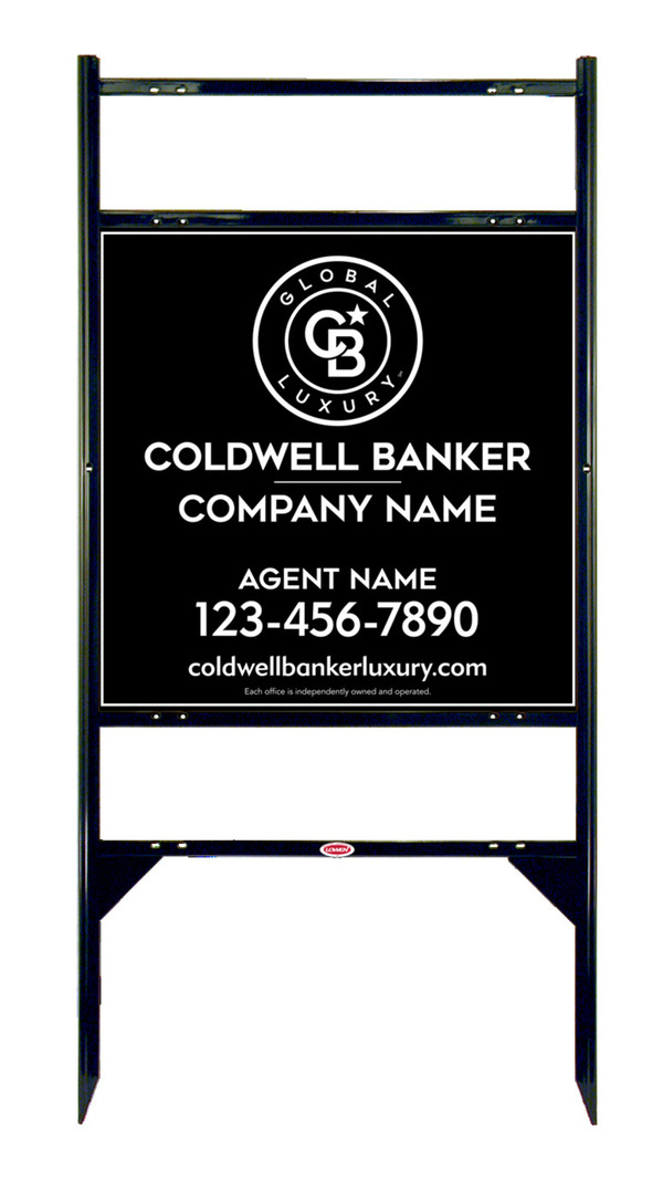 Angle Iron Frame w 2 Rider Inserts and Agent Sign Panel Unit, 24h x 24w, 3MM Aluminum Composite