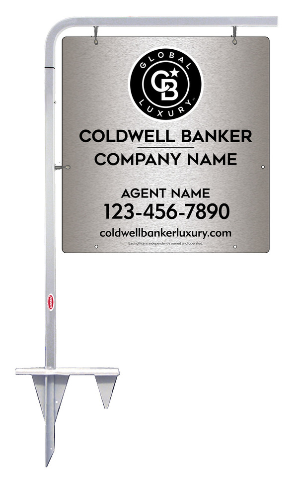 Tubular Stake and Agent Sign Panel Unit, 25h x 24w, Brushed Aluminum Composite