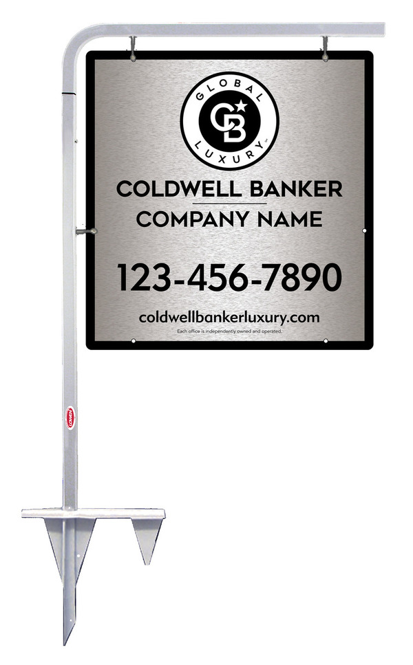 Tubular Stake and Office Sign Panel Unit, 25h x 24w, Brushed Aluminum Composite