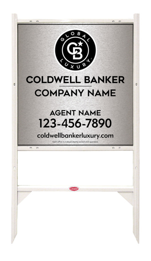 Angle Iron Frame and Agent Sign Panel Unit, 25h x 24w, Brushed Aluminum Composite