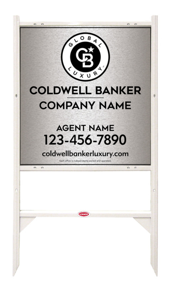 Angle Iron Frame and Agent Sign Panel Unit, 25h x 24w, Brushed Aluminum Composite