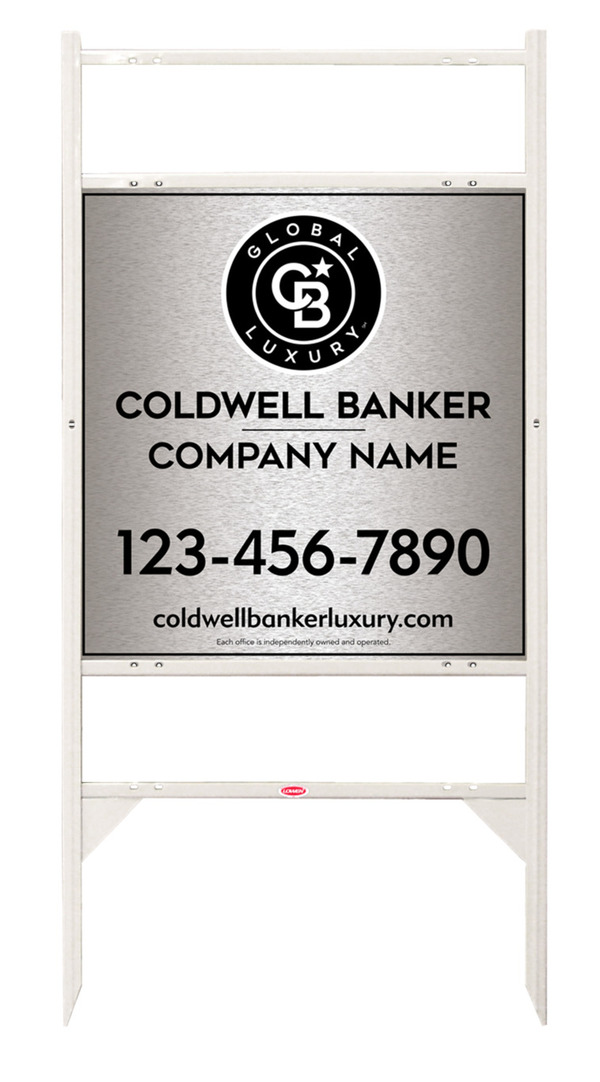 Angle Iron Frame w 2 Rider Inserts and Office Sign Panel Unit, 25h x 24w, Brushed Aluminum Composite