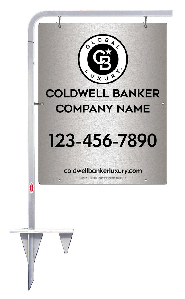 Tubular Stake and Office Sign Panel Unit, 30h x 24w, Brushed Aluminum Composite