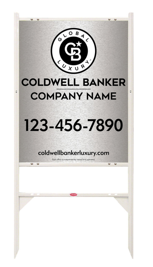 Angle Iron Frame and Office Sign Panel Unit, 30h x 24w, Brushed Aluminum Composite