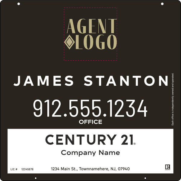 Aluminum Composite Agent Logo Centric Hanging Panel 24x24 - C21