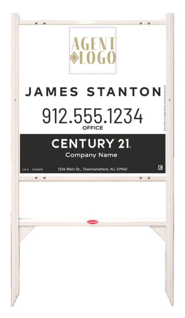 Angle Iron Frame and Agent Logo Centric Sign Panel Unit, 24h x 24w, .040 Aluminum