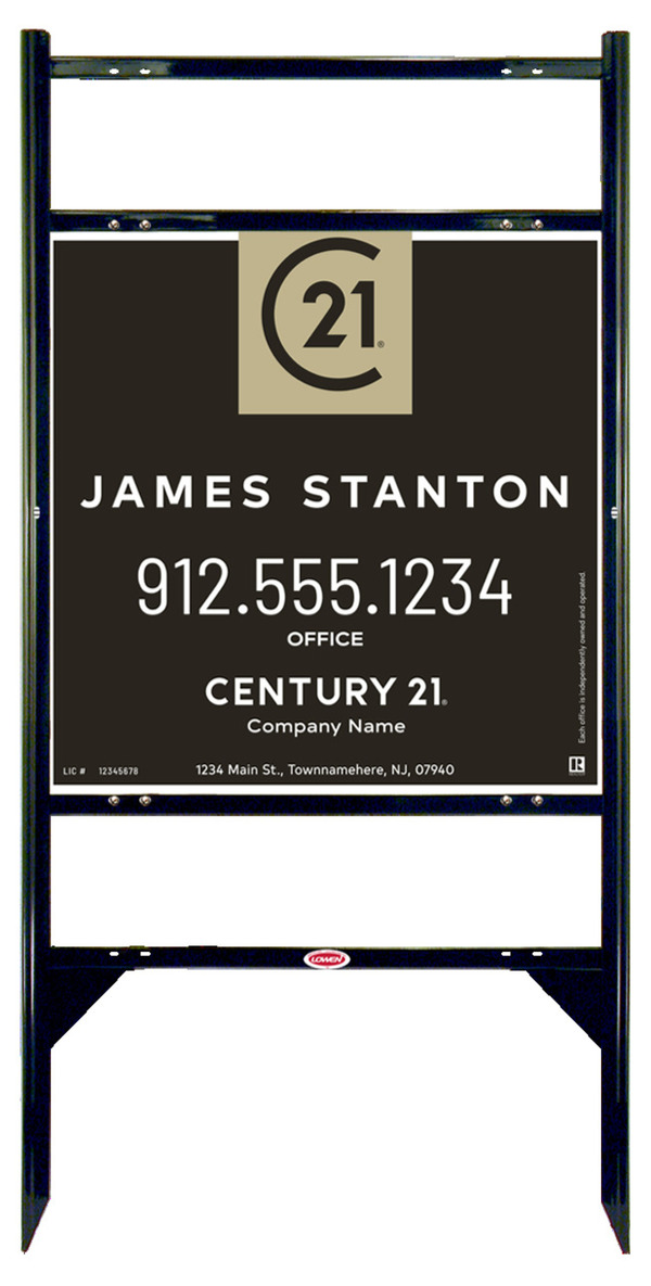 Angle Iron Frame with Two Rider Inserts and Agent Centric Sign Panel Unit, 24h x 24w