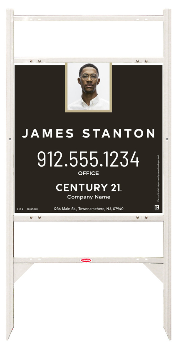 Angle Iron Frame with Two Rider Inserts and Agent Photo Centric Sign Panel Unit, 24h x 24w