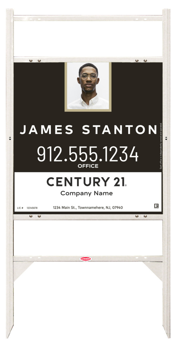 Angle Iron Frame with Two Rider Inserts and Agent Photo Centric Sign Panel Unit, 24h x 24w