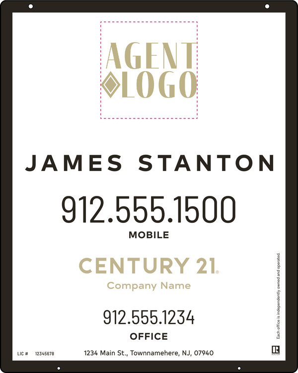 Hanging Agent Logo Centric Sign Panel, 30h x 24w, .063 Aluminum
