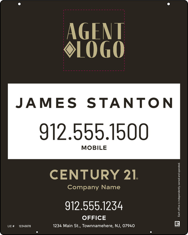 Hanging Agent Logo Centric Sign Panel, 30h x 24w, .063 Aluminum