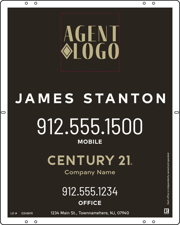 Agent Logo Centric Sign Panel, 30h x 24w, .040 Aluminum