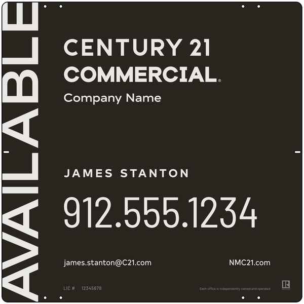 Commercial Agent Sign Panel, 24h x 24w, Aluminum