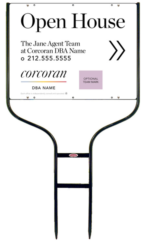 Directional Round Rod Frame and Team Name Open House w Team Logo Sign Panel Unit, 18h x 24w,Steel