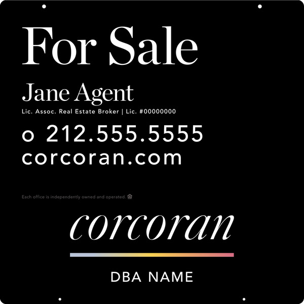 Agent Name Hanging Sign Panel, 24h x 24w, Steel