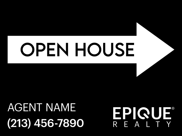 Directional Agent Open House Sign Panel, 18h x 24w, 4mm Corrugated Plastic