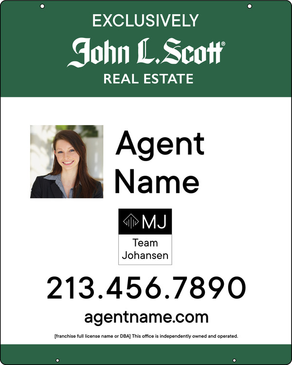 Hanging Agent Photo w Team Logo Sign Panel, 30h x 24w, 3MM Aluminum Composite