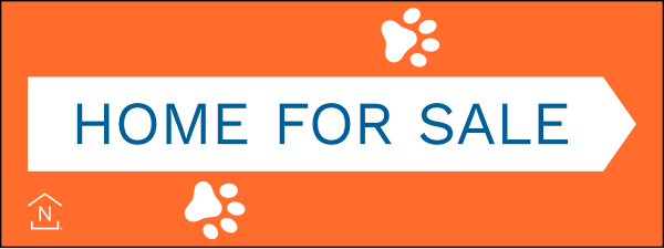 Directional House for Sale w Paw Prints Sign Panel, 9h x 24w, 4mm corrugated plastic