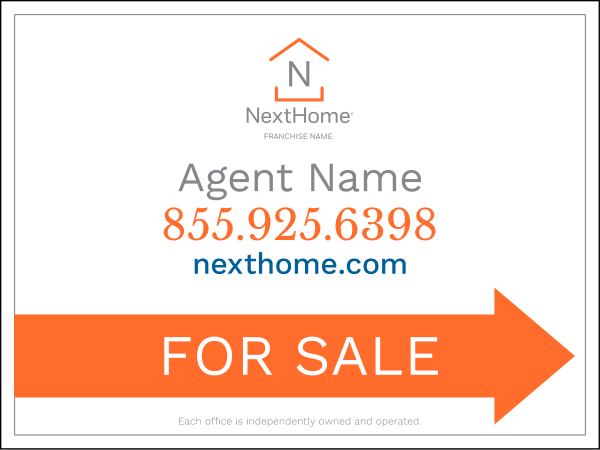 Directional For Sale Sign Panel, Corrugated 4mm, 18h x 24w