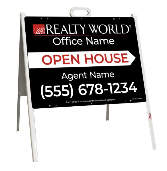 A-Frame and Agent Open House Sign Panel Unit, 18h x 24w, Steel