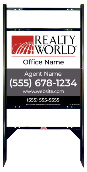 Angle Iron Frame w 2 Rider Inserts and Agent Name Sign Panel Unit, 24h x 24w, Steel