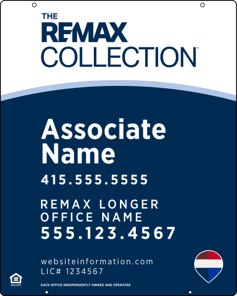 Collection Associate Name w License Number Hanging Sign Panel, 30h x 24w, 3mm Aluminum