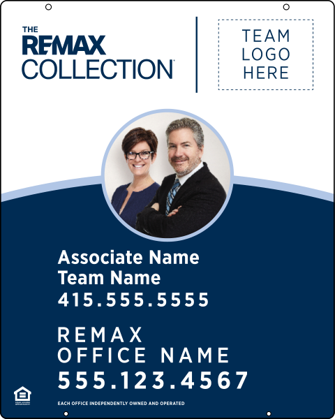 Collection Associate Name, Team Name w Logo & Photo Hanging Sign Panel, 30h x 24w, 3mm Aluminum