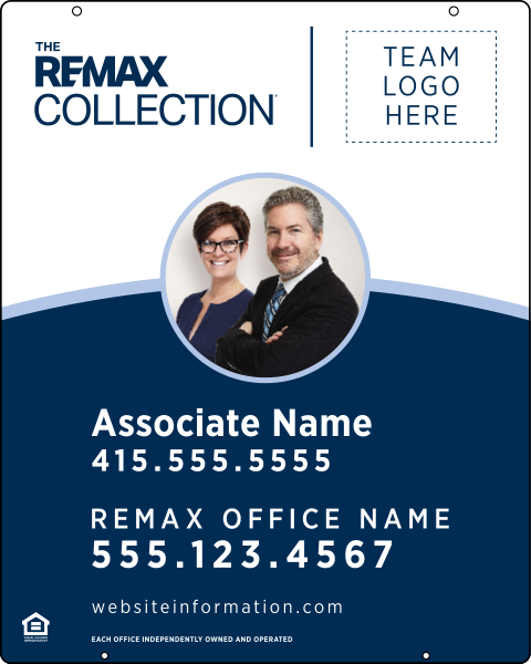 Collection Associate Name w Photo & Logo Hanging Sign Panel, 30h x 24w, 3mm Aluminum