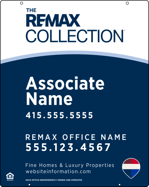 Collection Associate Name Fine Homes & Luxury Properties Hanging Sign Panel, 30h x 24w, 3mm Aluminum